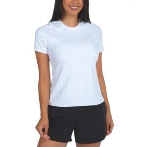 Spyder Women's White Ribbed Short Sleeve Active Tee Shirt Every day